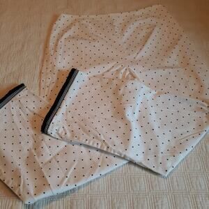David Paul Size 8 Cropped Pants White with Black Polka Dots Cute Trim on Hem EUC